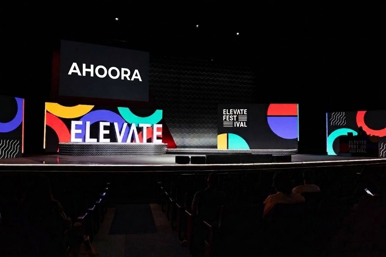 Main stage at Nrth Festival (formerly Elevate) in Toronto with the Ahoora slide on screen